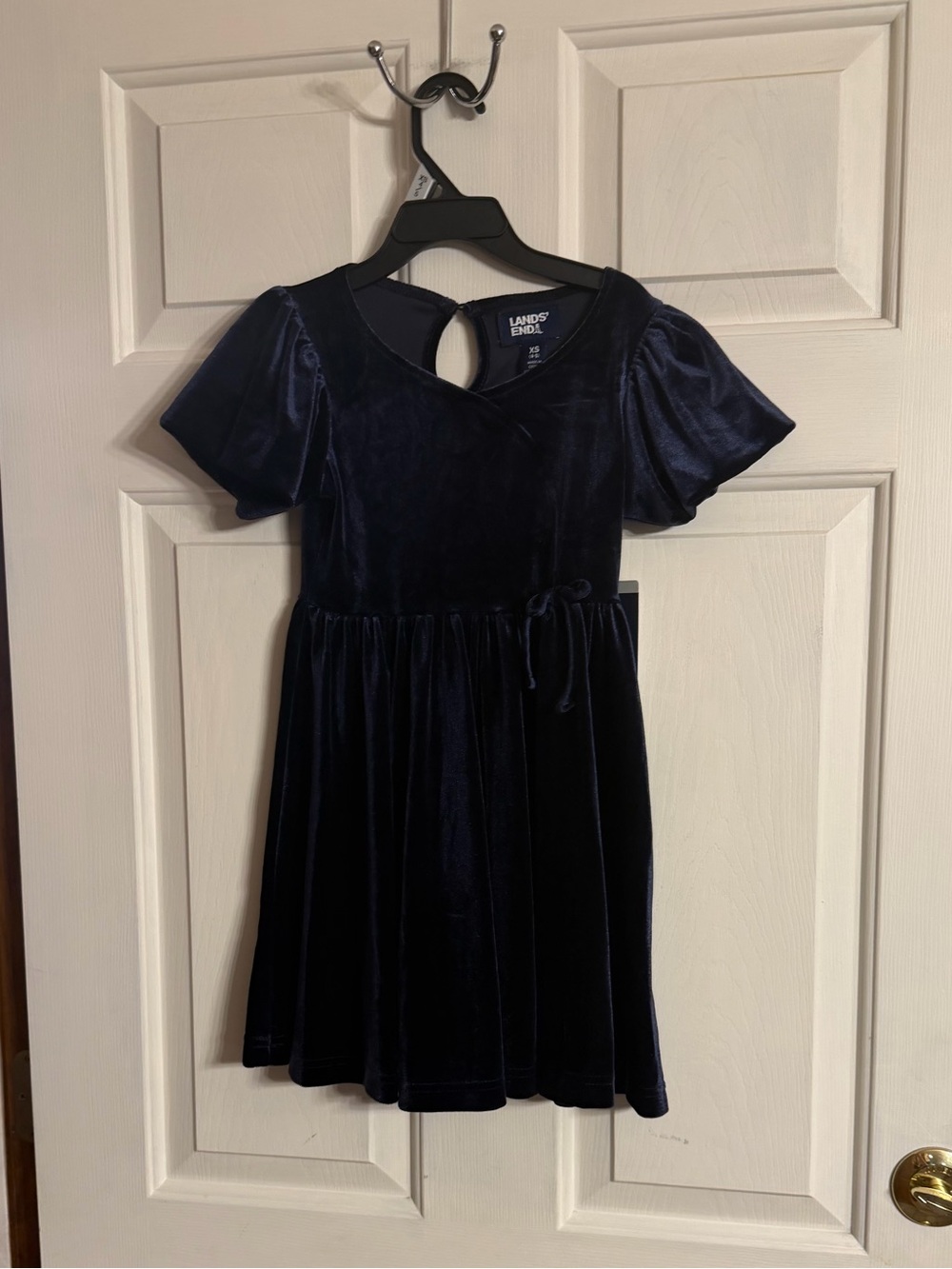 Lands' End Navy Velvet Party Dress for Girls size XS 4/5